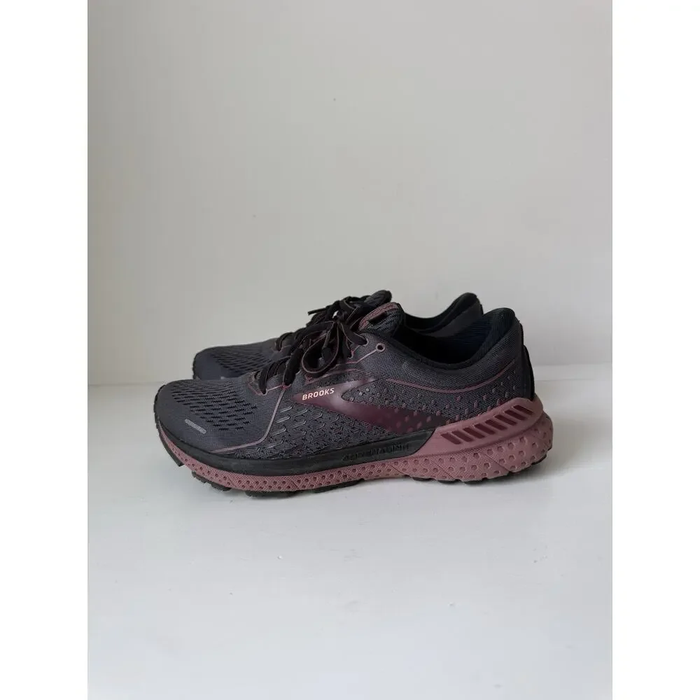 Brooks Adrenaline GTS 21 Women's Shoes Size 9.5D Black Burgundy Running Training